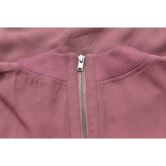 LOFT Beach Red Blouse M - NWT, Polyester, Back Zip Mock Neck Red Burgundy - Picture 7 of 8